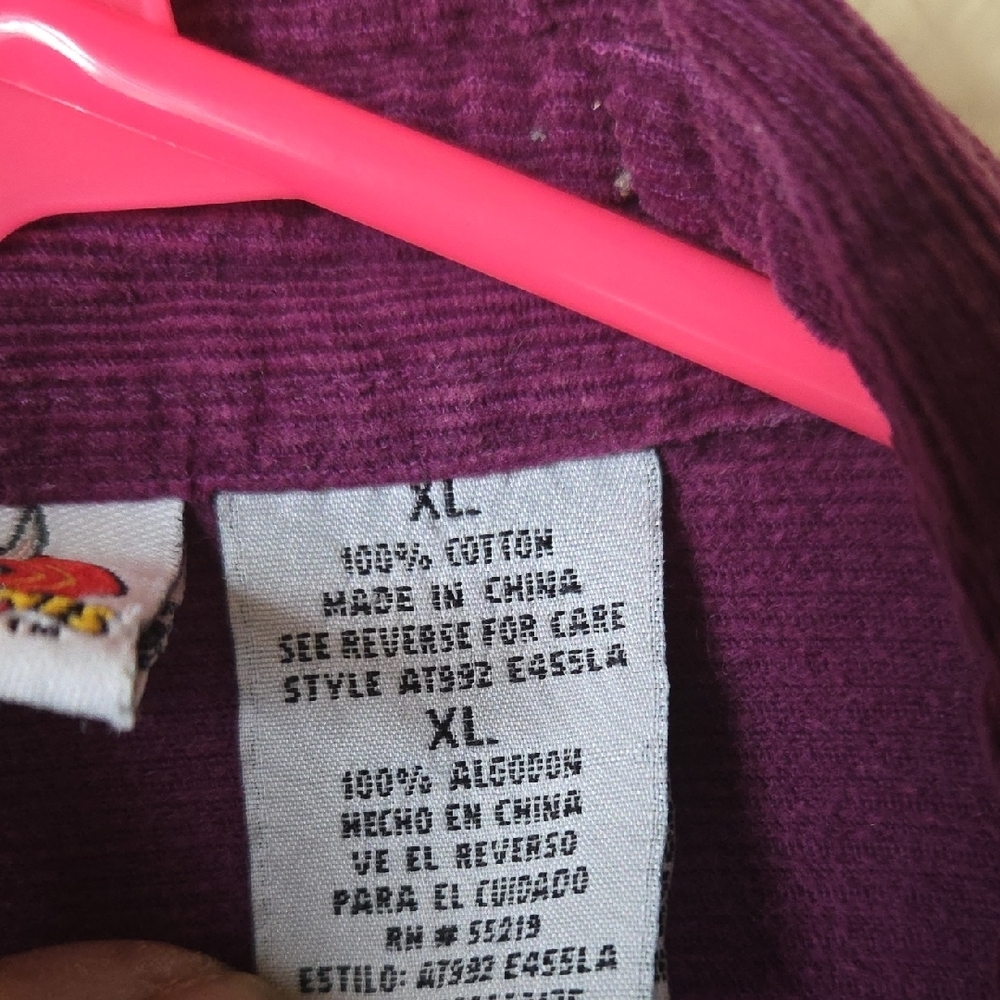 Warner Bros. Vt Purple Corduroy Looney Tunes Shirt,sz Xl. - Picture 5 of 6